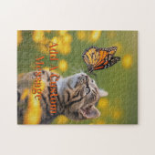 Puzzle Chaton Gris Papillon Orange (Horizontal)