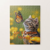 Puzzle Chaton Gris Papillon Orange (Vertical)