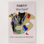 Puzzle Chaton noir Pinceau Pot Jar Artiste Chat Rose (Vertical)