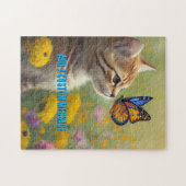 Puzzle Chaton orange blanc Papillon coloré (Horizontal)