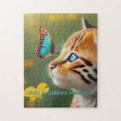 Puzzle Chaton orange papillon bleu (Vertical)