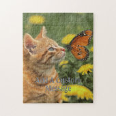 Puzzle Chaton orange Papillon orange (Vertical)
