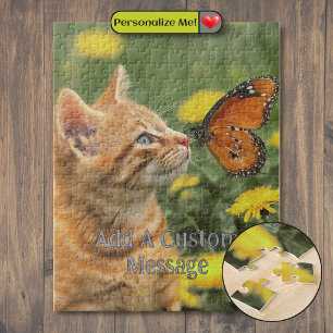 Puzzle Chaton orange Papillon orange