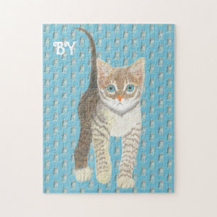 Puzzle Chaton tigré 11 x 14 Bleu