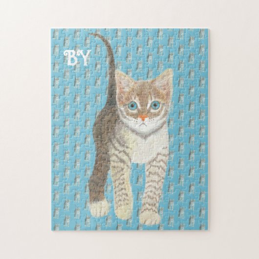 Puzzle Chaton tigré 11 x 14 Bleu (Vertical)