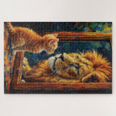 Puzzle Chaton voyant le reflet de lion Motivation Impasto (Horizontal)