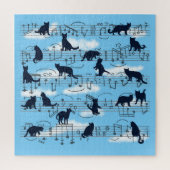 Puzzle chatons bleus et notes musicales (Vertical)