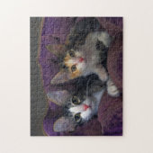 Puzzle Chatons dans un lit violet (Vertical)
