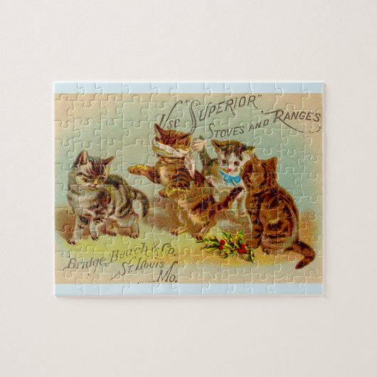 Puzzle Chatons de cartes de commerce victoriens jouant (Horizontal)