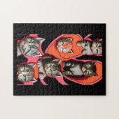 Puzzle Chats aliens sérieux orange rose noir (Horizontal)