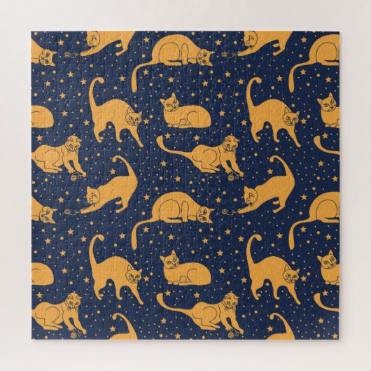 Puzzle Chats amusants, étoiles, motif spatial. (Vertical)