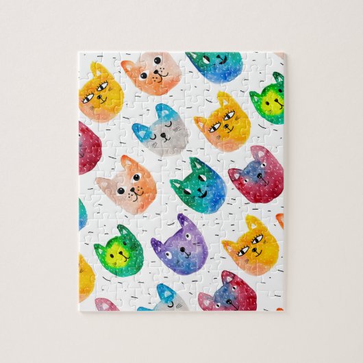 Puzzle Chats aquarelles et amis (Vertical)