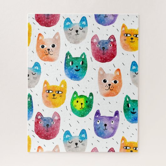 Puzzle Chats aquarelles et amis (Vertical)