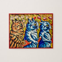 CHATS CHANTANT la casse-tête, chats de Louis Wain