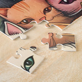 Puzzle Chats colorés Doodle lunatique (Côté)