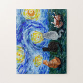 Puzzle Chats dans la nuit étoilée inspirée de peinture aq (Vertical)
