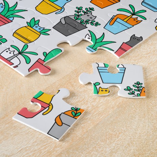 Puzzle Chats dans les pots à fleurs (Côté)