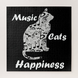 Puzzle Chats de musique Bonheur - Citation d'amoureux de 