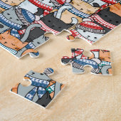Puzzle Chats en Écharpes d'hiver et Motif Casquette (Côté)