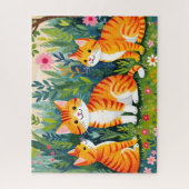 Puzzle Chats Illustrés en Fleurs (Vertical)