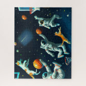 Puzzle Chats jouant au basket-ball dans l'espace avec des (Vertical)