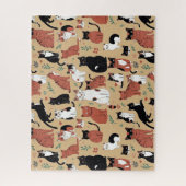 Puzzle Chats joueurs sur fond beige (Vertical)