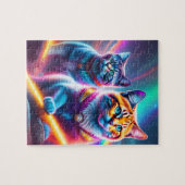 Puzzle Chats Neon Avec Lasers Chats Arc-en-ciel Couleurs (Horizontal)