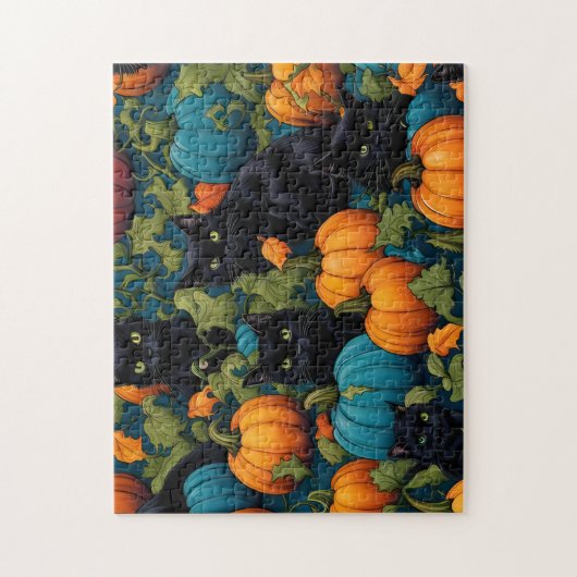 Puzzle Chats noirs dans un patch citrouille - Halloween (Vertical)