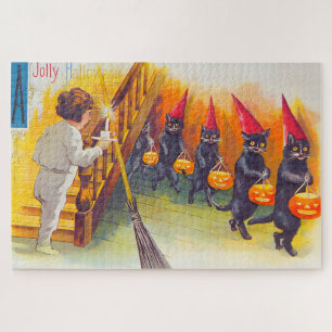 Puzzle Chats noirs d'Halloween vintage