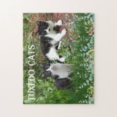 Puzzle Chats noirs et blancs dans le Jardin des fleurs (Vertical)