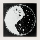 Puzzle Chats noirs et blancs en caricature, signe yin yan (Vertical)