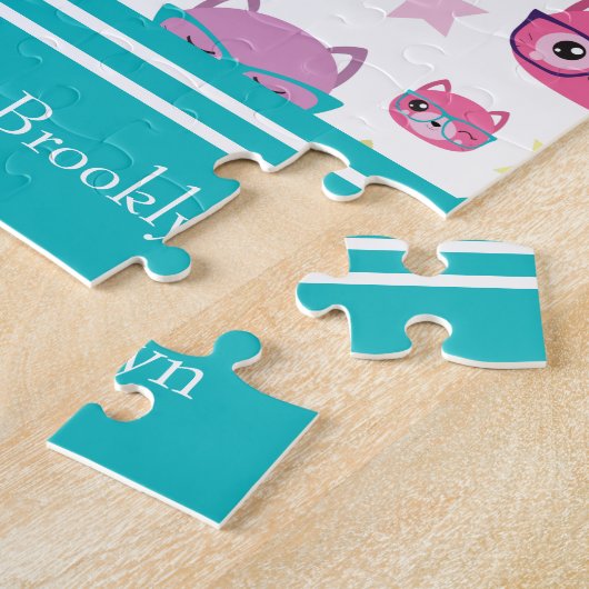 Puzzle Chats Pastel cool Avec Verres Motif, Turquoise (Côté)