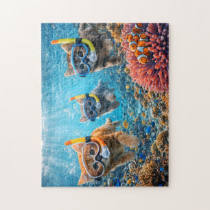 Puzzle Chats qui font de la plongée en apnée/chats drôles