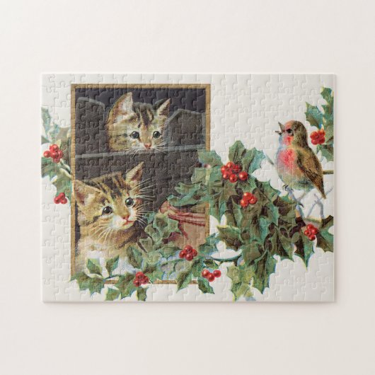 Puzzle Chats vintages et oiseaux (Horizontal)