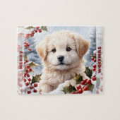 Puzzle Chatte Chien Golden Retriever Chiot Nom de Noël (Horizontal)