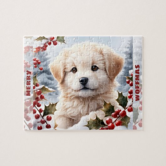 Puzzle Chatte Chien Golden Retriever Chiot Nom de Noël (Horizontal)