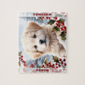 Puzzle Chatte Chien Golden Retriever Chiot Nom de Noël (Vertical)