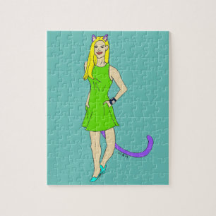 Puzzle chatte fille  
