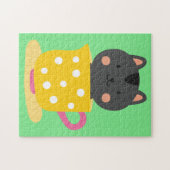 Puzzle Chatte mignonne en dessin animé sur la menthe (Horizontal)