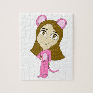 Puzzle chatte rose fille    