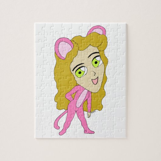 Puzzle chatte rose fille (Vertical)