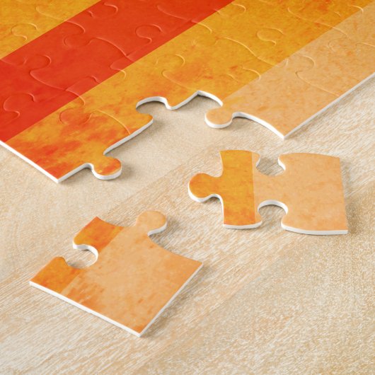 Puzzle Chaud Patiné Orange Rouge rayures Monogramme (Côté)