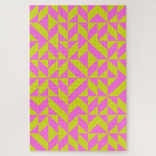 Puzzle Chaud rose Lime Chartreuse Motif géométrique (Vertical)