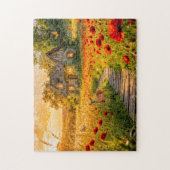 Puzzle Chaumière dans un champ de coquelicots avec un che (Vertical)