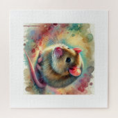 Puzzle Cheek Pouch Rat 240624AREF125 - Watercolor (Horizontal)