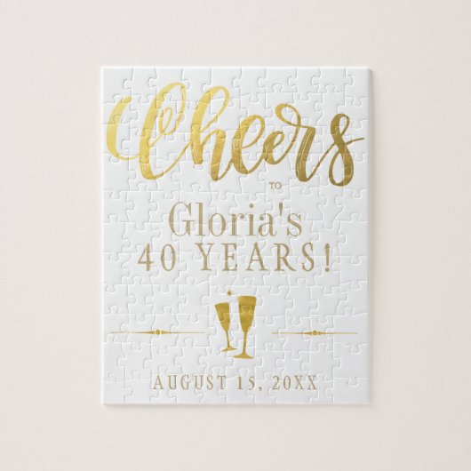 Puzzle Cheers to 40 years personalized birthday gift (Vertical)