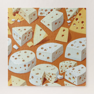 Puzzle Cheese Pieces With Natural Holes Cute Pattern