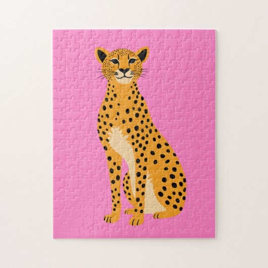 Puzzle Cheetah minimaliste en rose (Vertical)