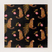 Puzzle Cheetahs romantiques : aquarelle motif sans coutur (Vertical)