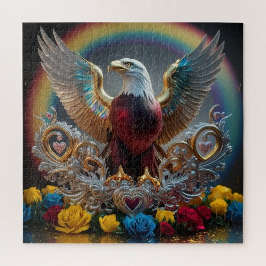 Puzzle Chef-d'oeuvre numérique 3D Golden Bald Eagle par A (Vertical)